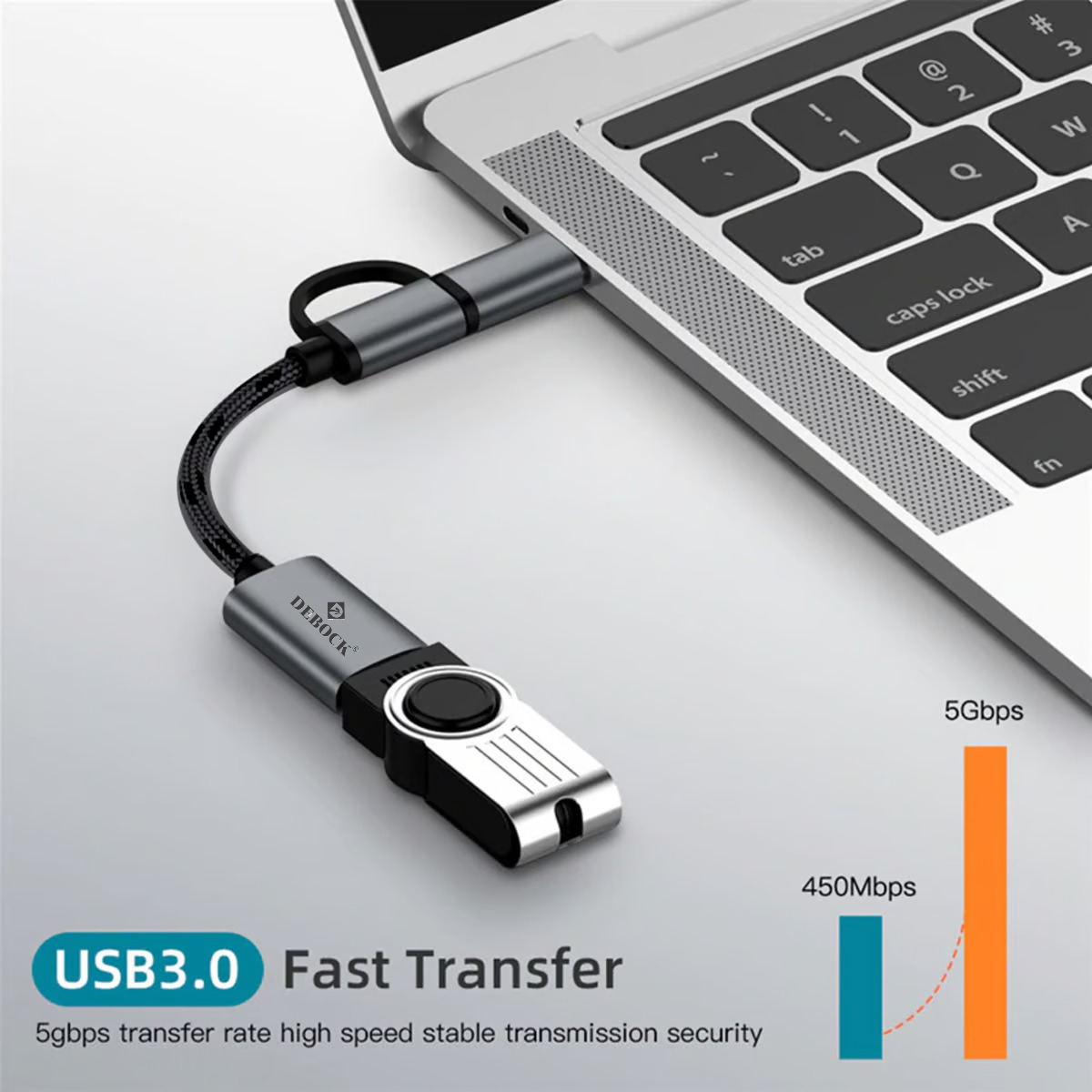 Debock 2 in1 Fast Data Transfer 3.0 Version OTG Cable. - DEBOCK