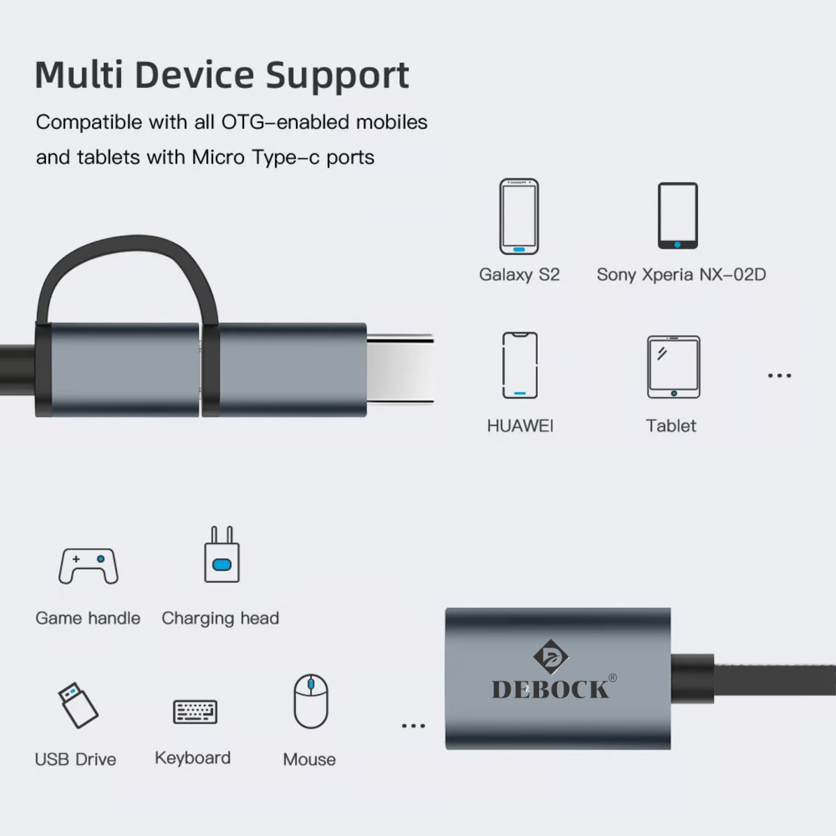 Debock 2 in1 Fast Data Transfer 3.0 Version OTG Cable. - DEBOCK